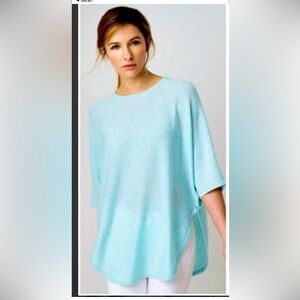 Kinross cashmere blue relaxed fit large poncho